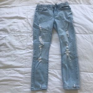 Cropped ripped jeans